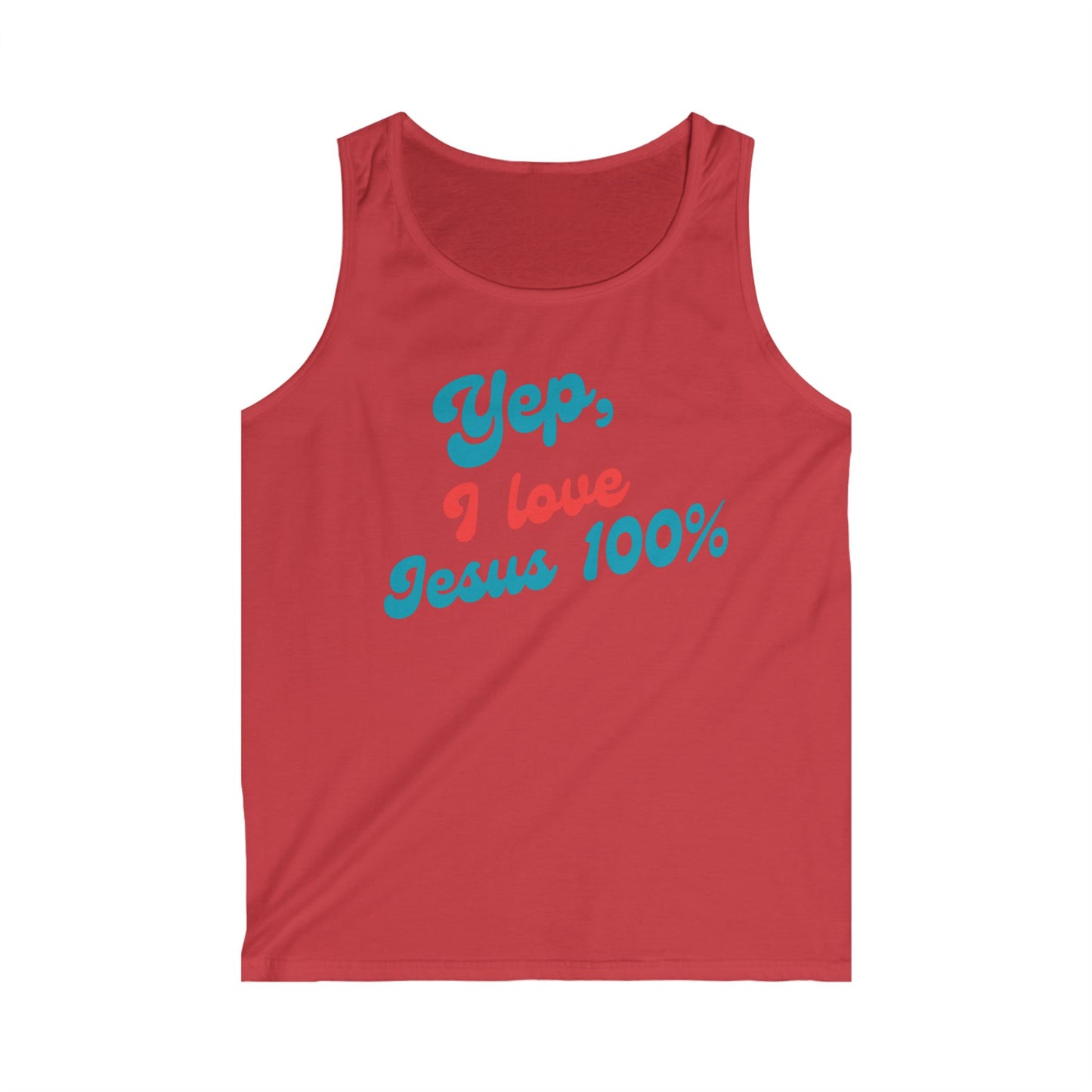 Men's Softstyle Tank Top - "Yep, I Love Jesus 100%" - Faith Apparel