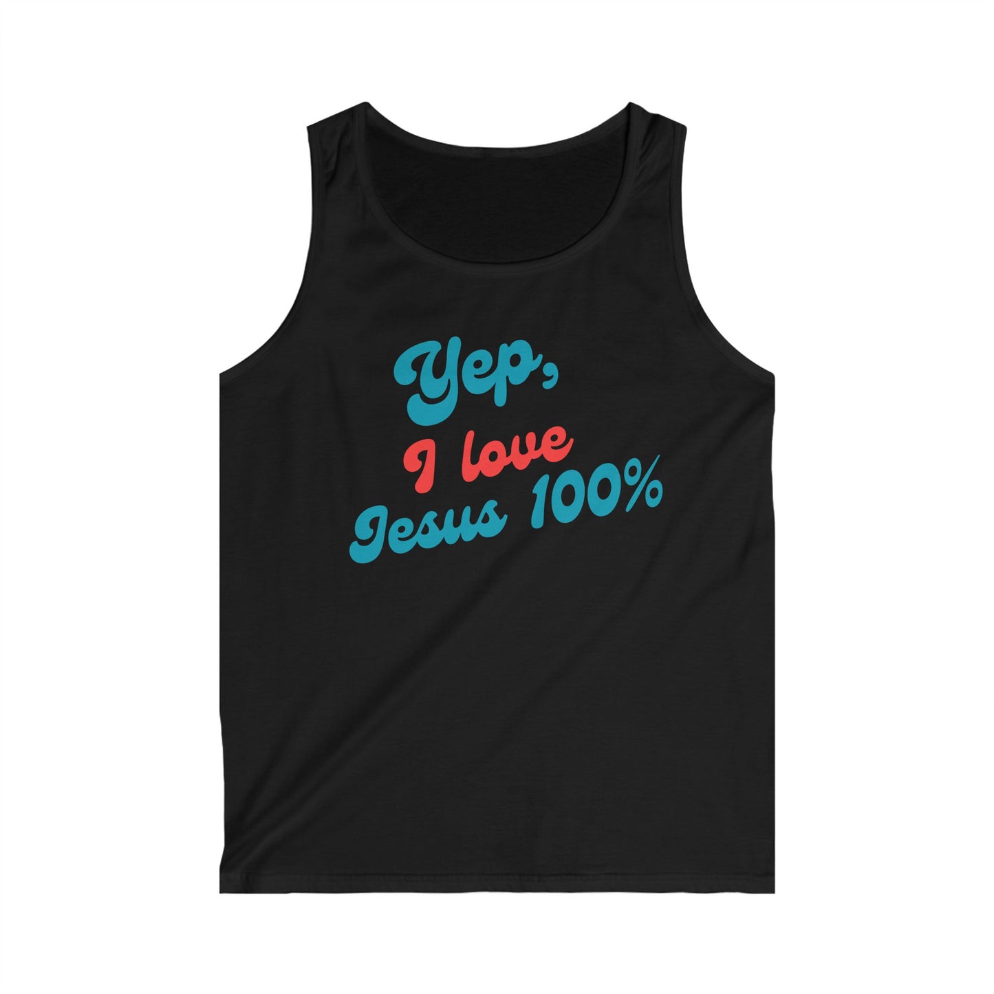 Men's Softstyle Tank Top - "Yep, I Love Jesus 100%" - Faith Apparel