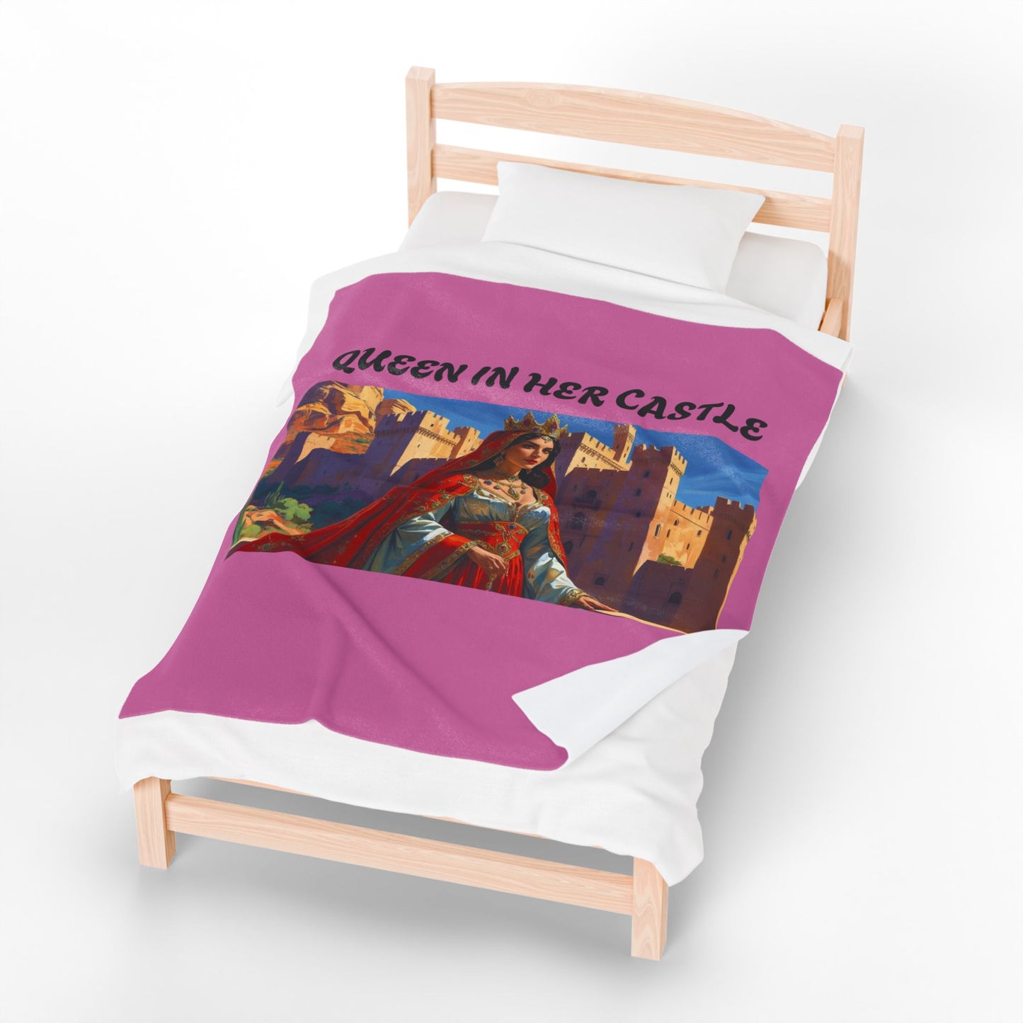 Queen in Her Castle Velveteen Plush Blanket - Cozy Throw for Royal Fans,