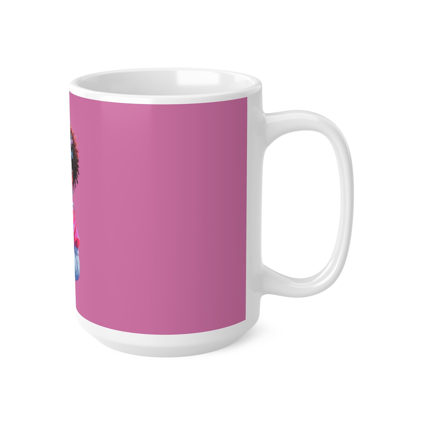 Trendy Ceramic Coffee Cup with Afro Girl Design, Cute Gift for Coffee Lovers, Unique Mug for Women, Fun Gift for Birthdays, 11oz or 15oz