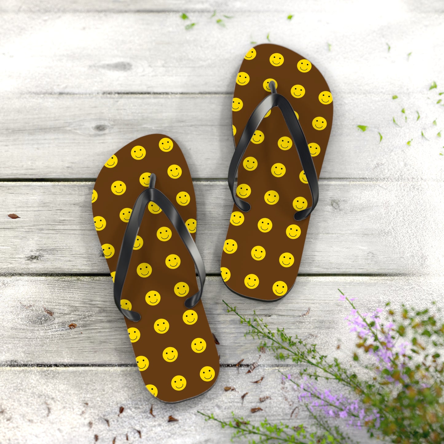 Brown Smiley Flip Flops