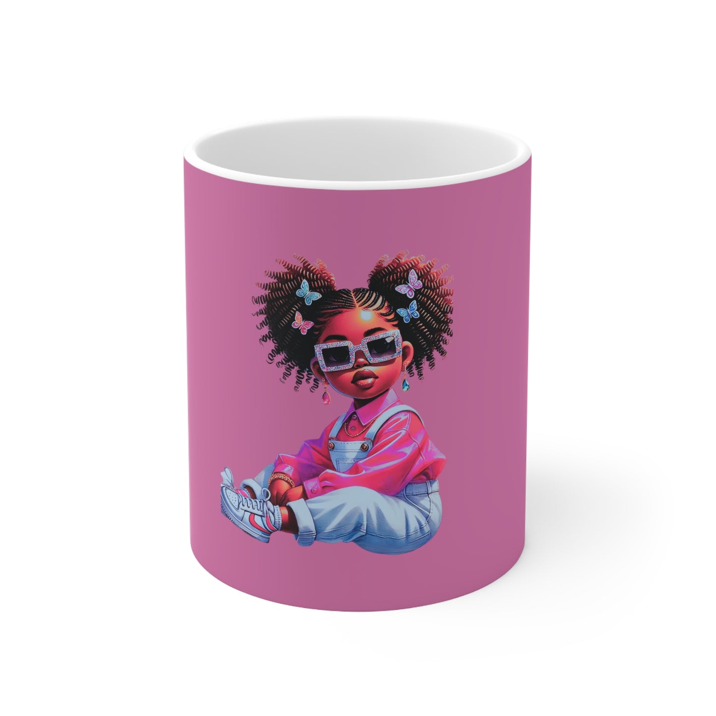 Trendy Ceramic Coffee Cup with Afro Girl Design, Cute Gift for Coffee Lovers, Unique Mug for Women, Fun Gift for Birthdays, 11oz or 15oz