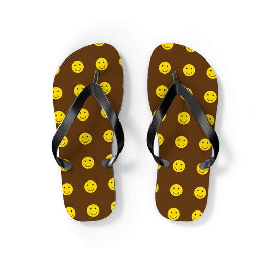 Brown Smiley Flip Flops