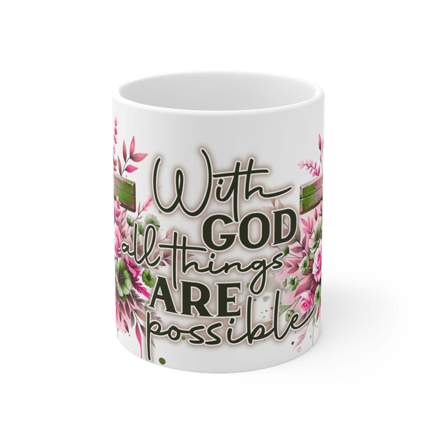 Faith-Inspired Ceramic Coffee Mug with Floral Design, Christian Gift, Encouragement Cup, Personalized Mug for Friends, Coffee Lover Present