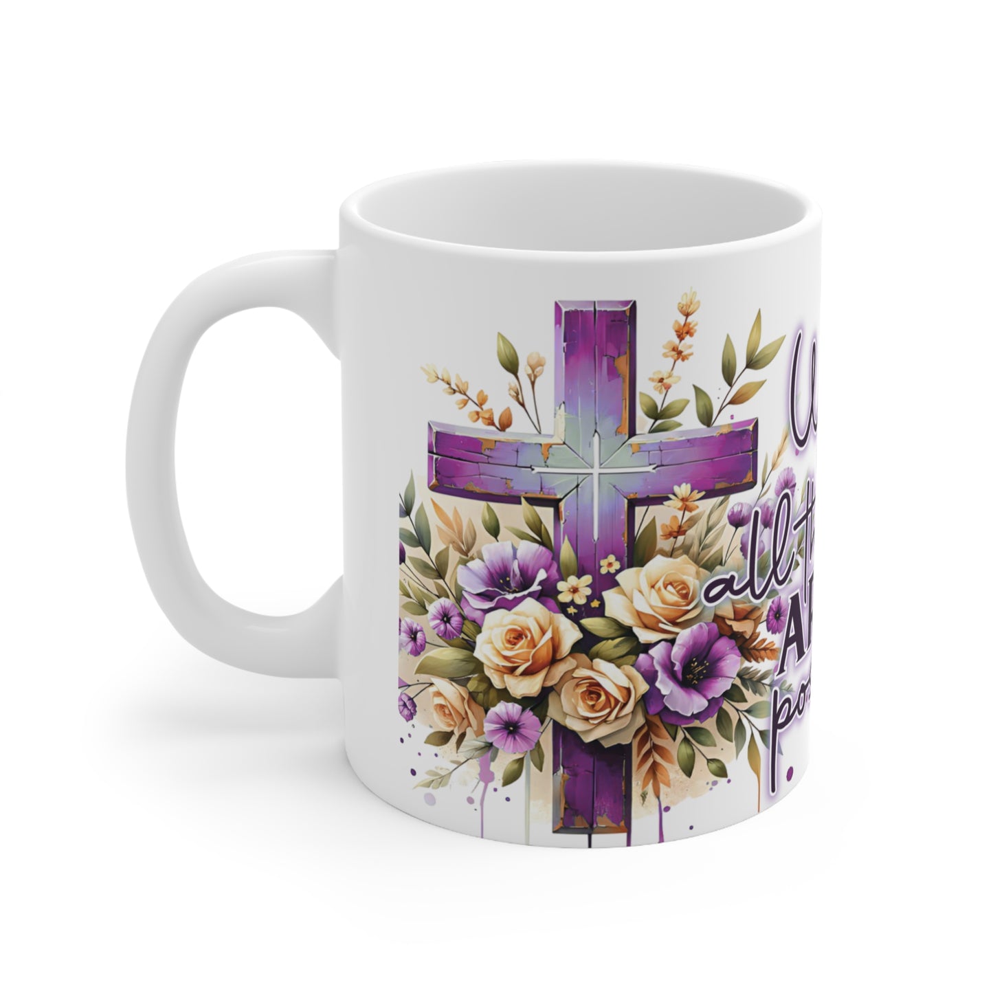 Faith-Inspired Ceramic Coffee Mug - 11oz & 15oz, With God All Things Are Possible, Inspirational Gift for Believers, Surround Yourself [...]