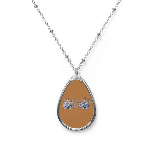 Floral Oval Necklace with Inspirational Quote, Elegant Jewelry for Daily Wear, Mother's Day Gift, Personalized Gift, Fashion Accessory