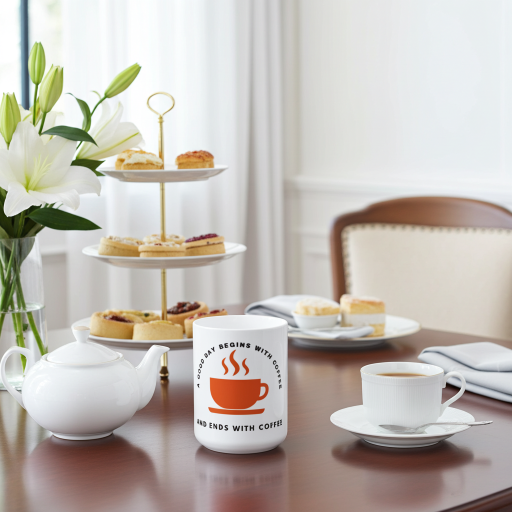 A Good Day Begins With Coffee Ceramic Mug 15oz