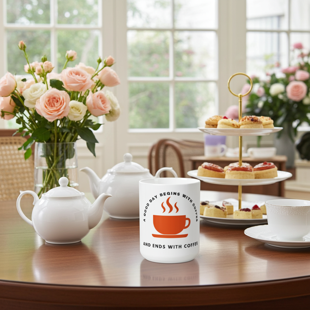 A Good Day Begins With Coffee Ceramic Mug 15oz