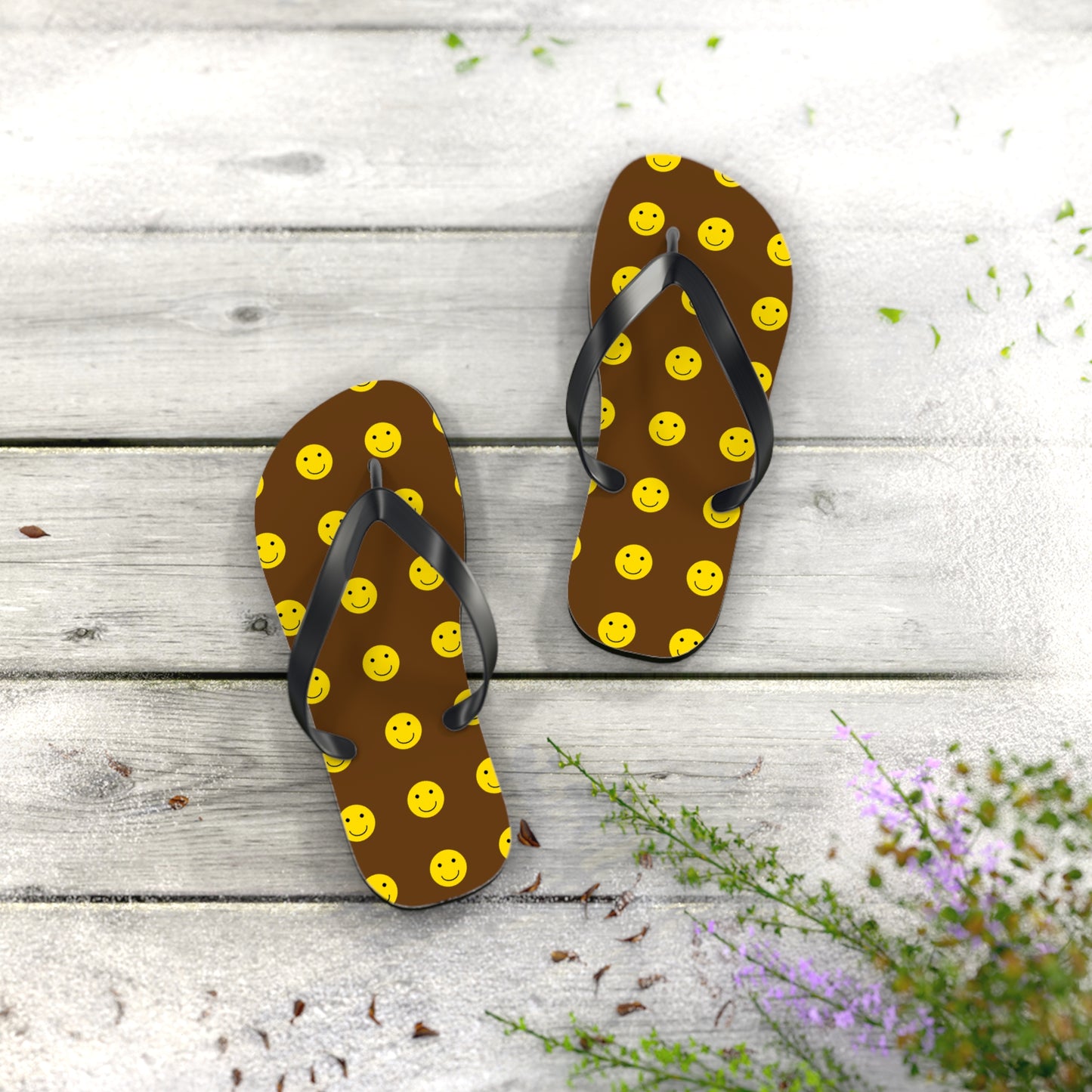 Brown Smiley Flip Flops